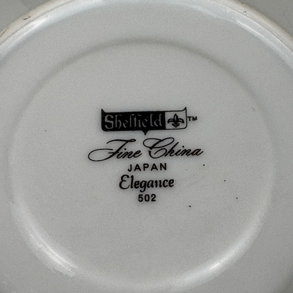 Sheffield Fine China‎ Elegance 502 Teacup and Saucer Set of 2 Japan Green Floral
